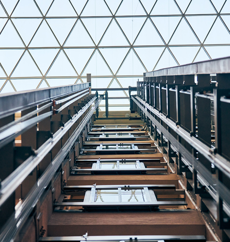 Open elevator lift shaft.